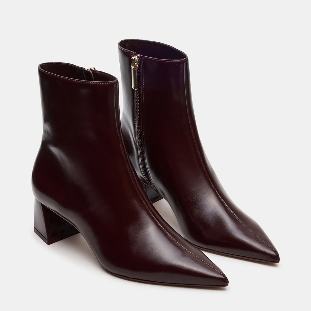 Steve Madden Ashli Wine Leather Ankle Booties - Picture 1 of 5